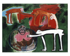 Apen in kring . 1990 . olie op linnen . 110x145