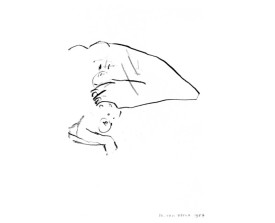 Aap met jong in Artis . 1987 . krijt . 15x10