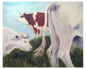 Koeien, Ardèche . 2009 . olie op linnen . 90x110