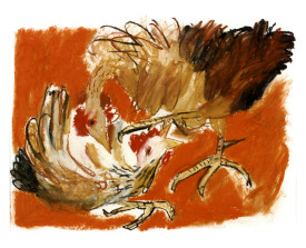 Hanengevecht . 1996 . 50x65