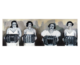 Vier bandoneonisten . 2011 . olie op paneel . 50x140