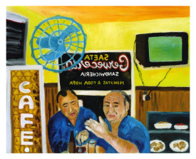 Buenos Aires café Saeta. 1998 . olie op linnen . 80x100