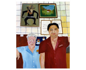 Buenos Aires café Saeta met 'el Jefe' . 1998 . olie op linnen . 100x80