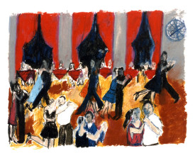 ● Buenos Aires tangosalon . 1992 . 50x65 . lijst 60x80