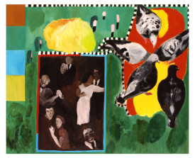 Tango met duiven . 1998 . olie op linnen . 90x110