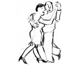 tangopaar . 2000 . krijt . 27x20 . lijst 40x30