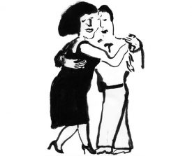 tangopaar . 2001 . inkt . 21x14 . lijst 40x30