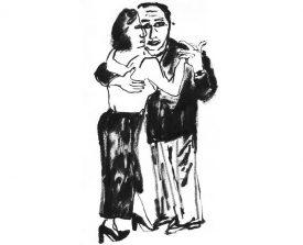 ● tangopaar . 1997 . inkt . 21x15 . lijst 40x30